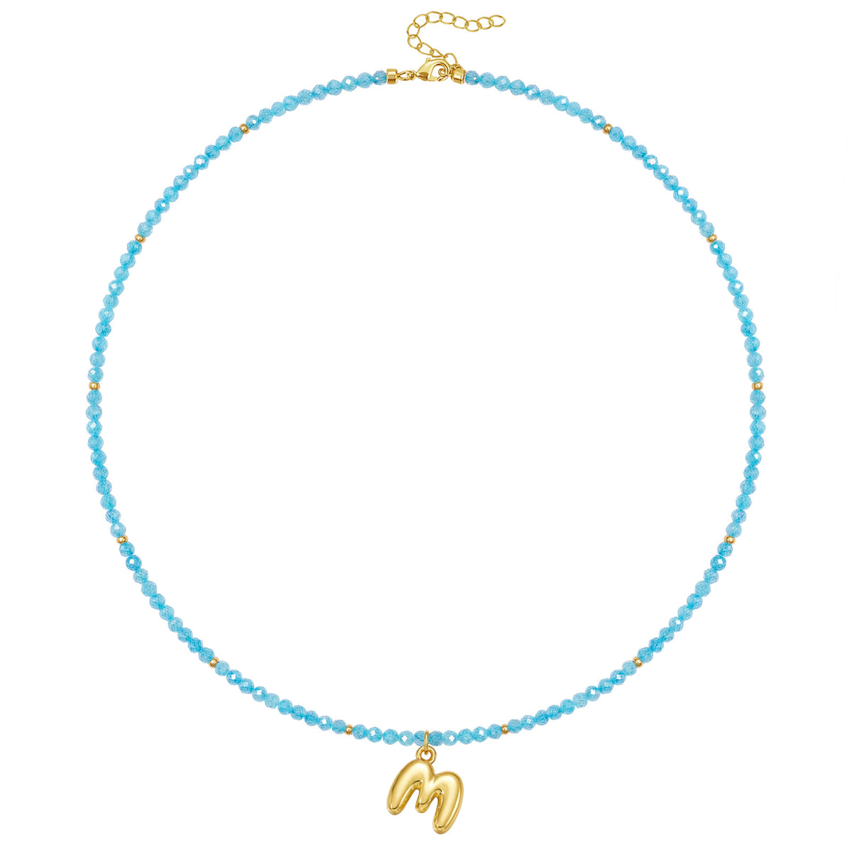Beaded Bubble Letter Initial Pendant Necklace