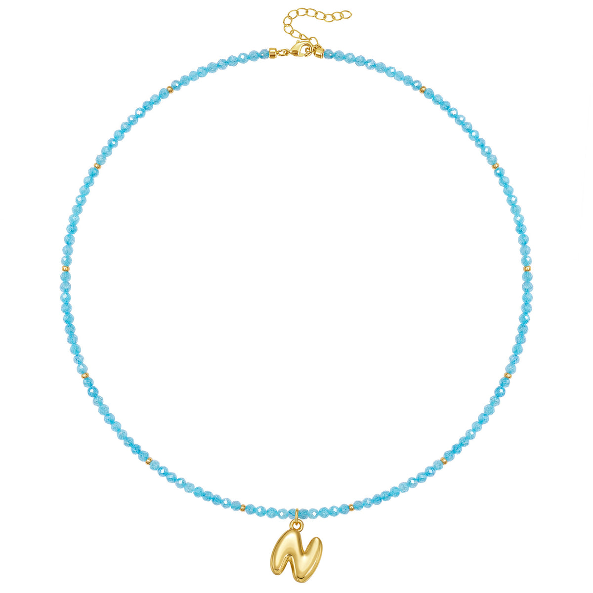 Beaded Bubble Letter Initial Pendant Necklace