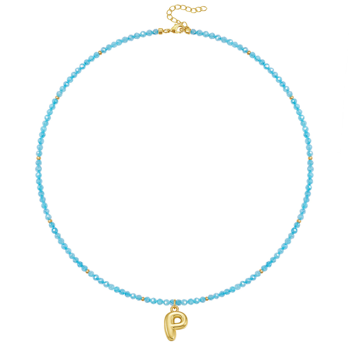 Beaded Bubble Letter Initial Pendant Necklace
