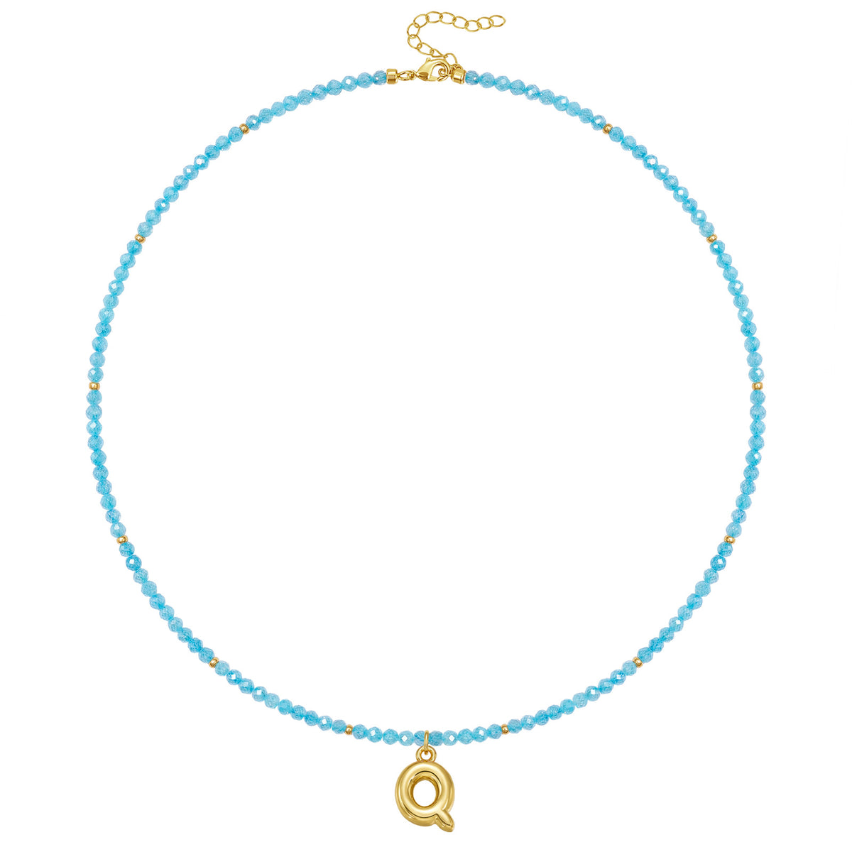 Beaded Bubble Letter Initial Pendant Necklace