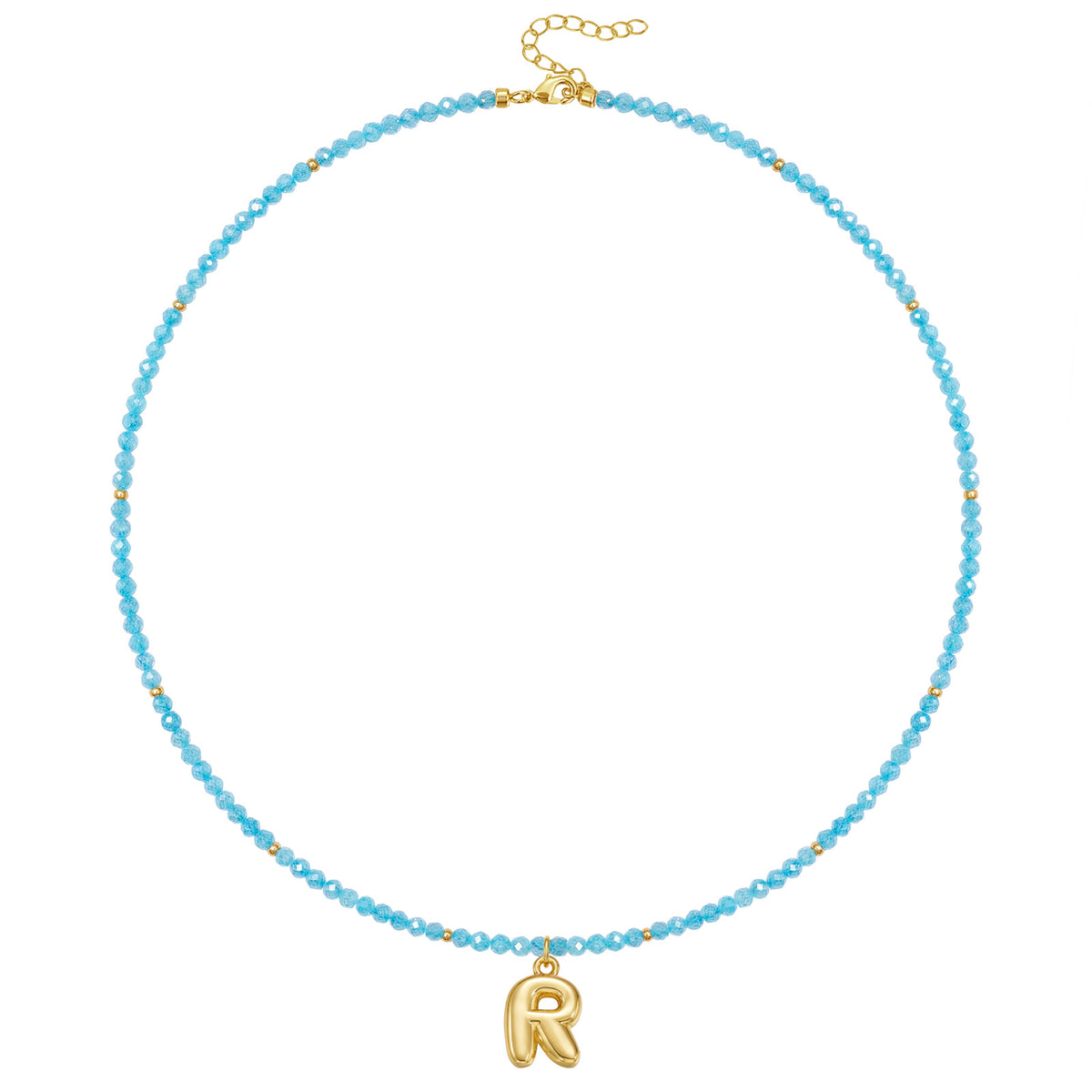 Beaded Bubble Letter Initial Pendant Necklace