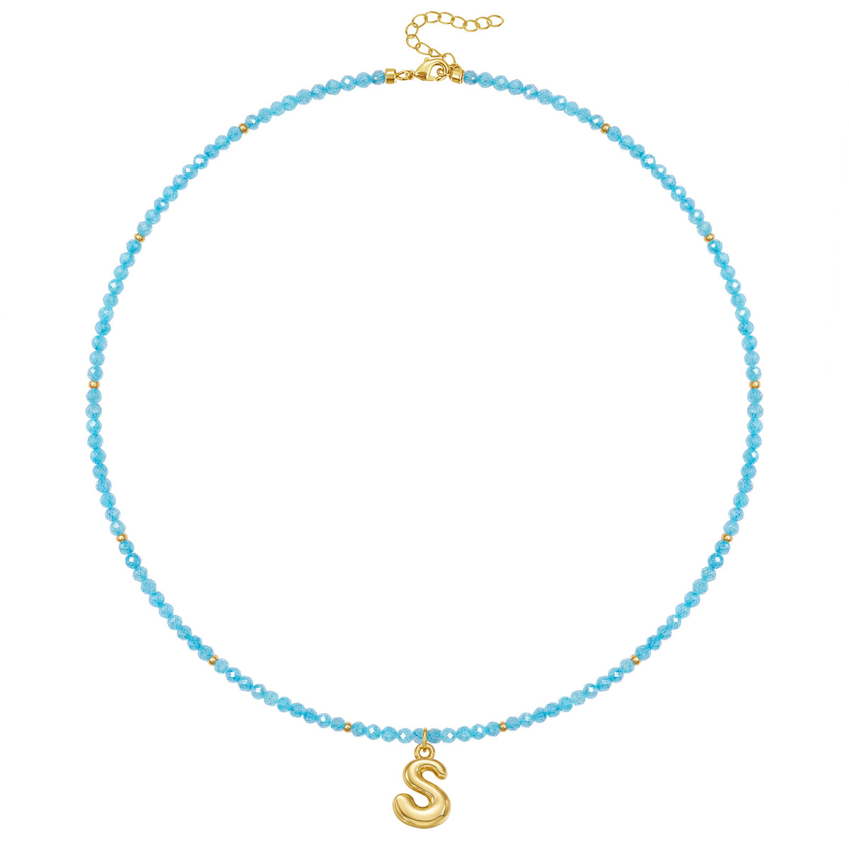 Beaded Bubble Letter Initial Pendant Necklace