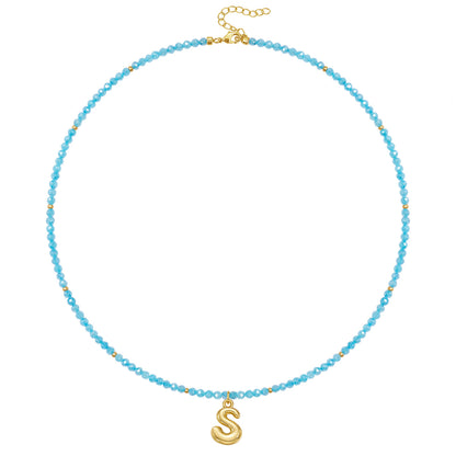 Beaded Bubble Letter Initial Pendant Necklace