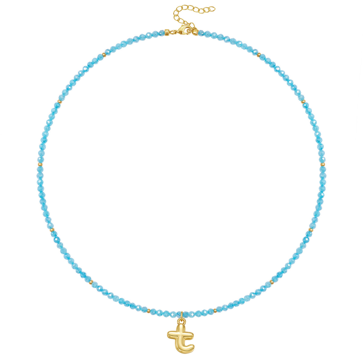 Beaded Bubble Letter Initial Pendant Necklace