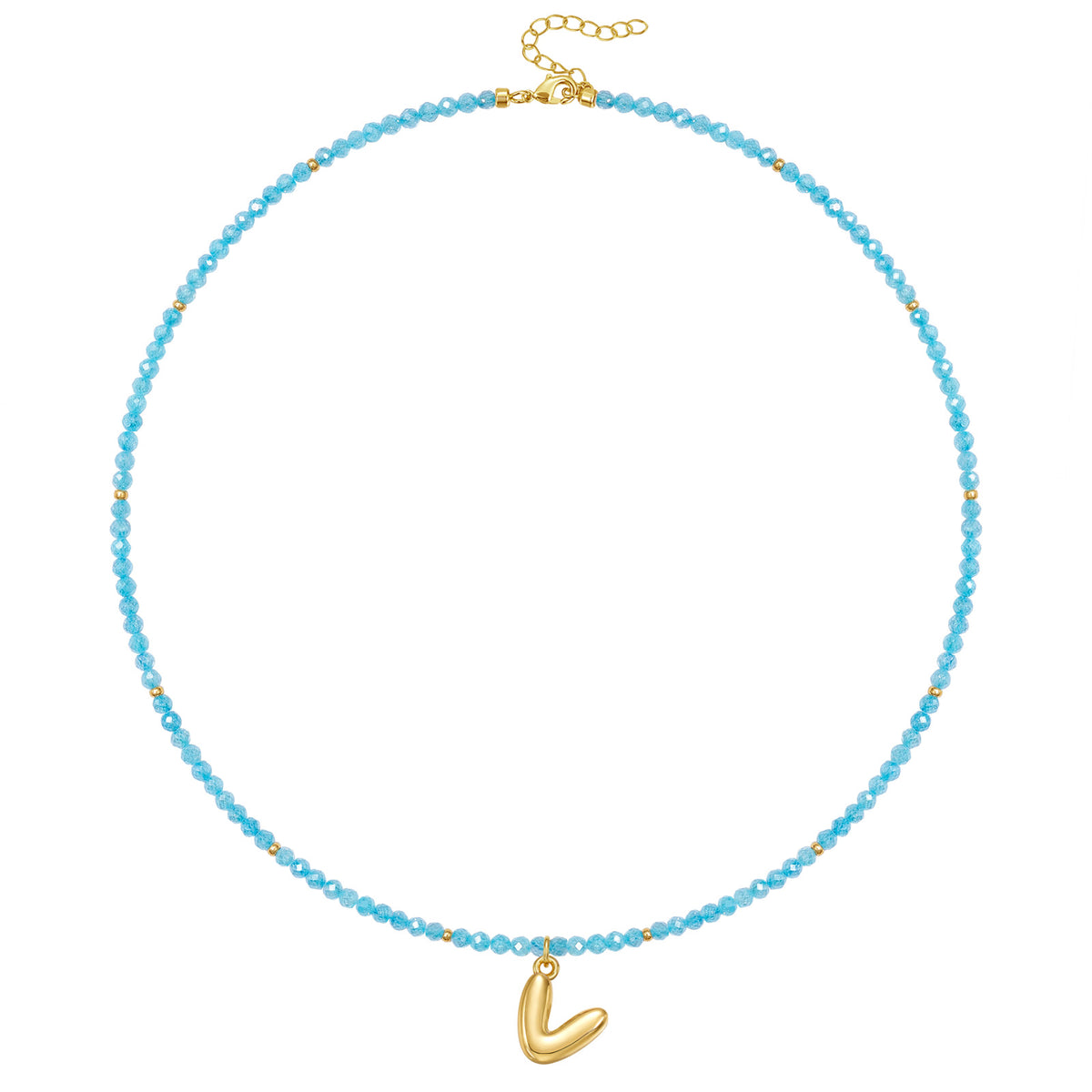 Beaded Bubble Letter Initial Pendant Necklace