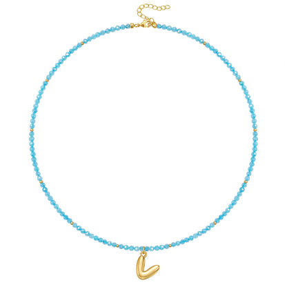 Beaded Bubble Letter Initial Pendant Necklace