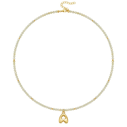 Beaded Bubble Letter Initial Pendant Necklace