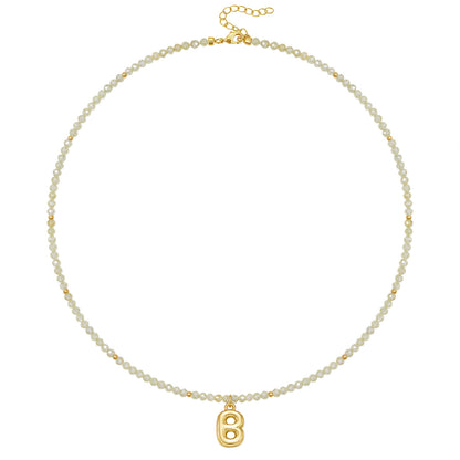 Beaded Bubble Letter Initial Pendant Necklace