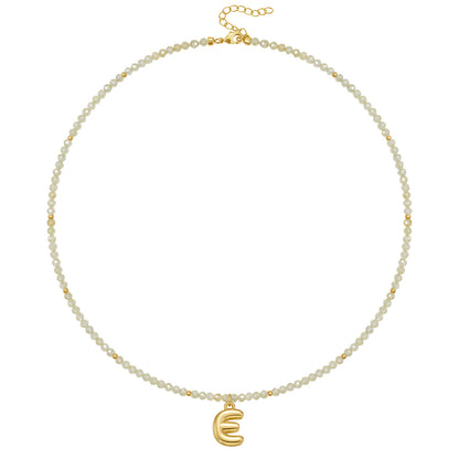 Beaded Bubble Letter Initial Pendant Necklace