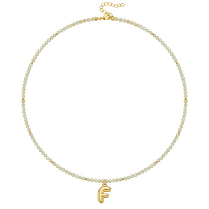 Beaded Bubble Letter Initial Pendant Necklace