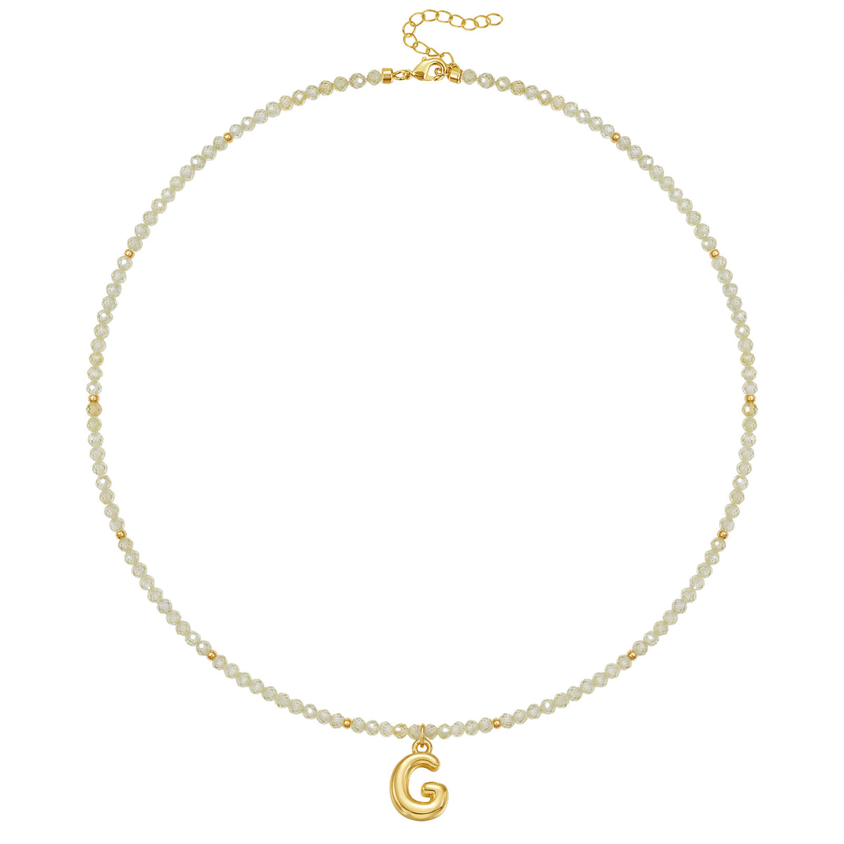 Beaded Bubble Letter Initial Pendant Necklace
