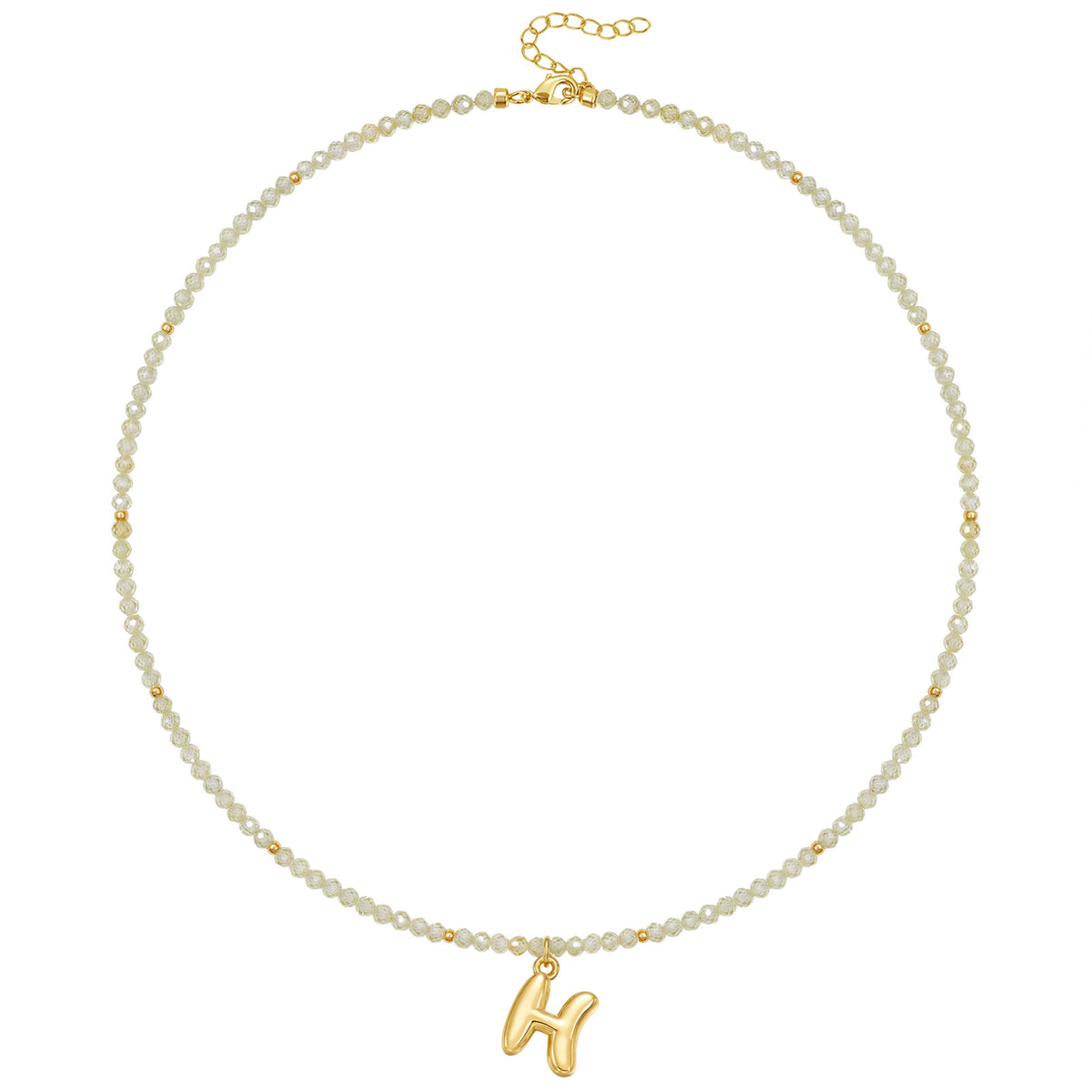 Beaded Bubble Letter Initial Pendant Necklace