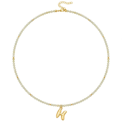 Beaded Bubble Letter Initial Pendant Necklace