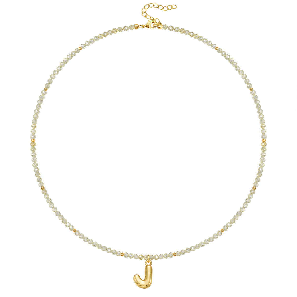 Beaded Bubble Letter Initial Pendant Necklace
