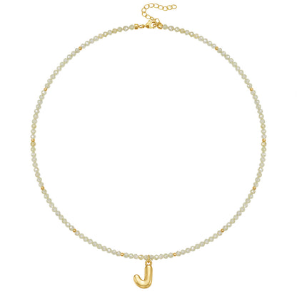 Beaded Bubble Letter Initial Pendant Necklace