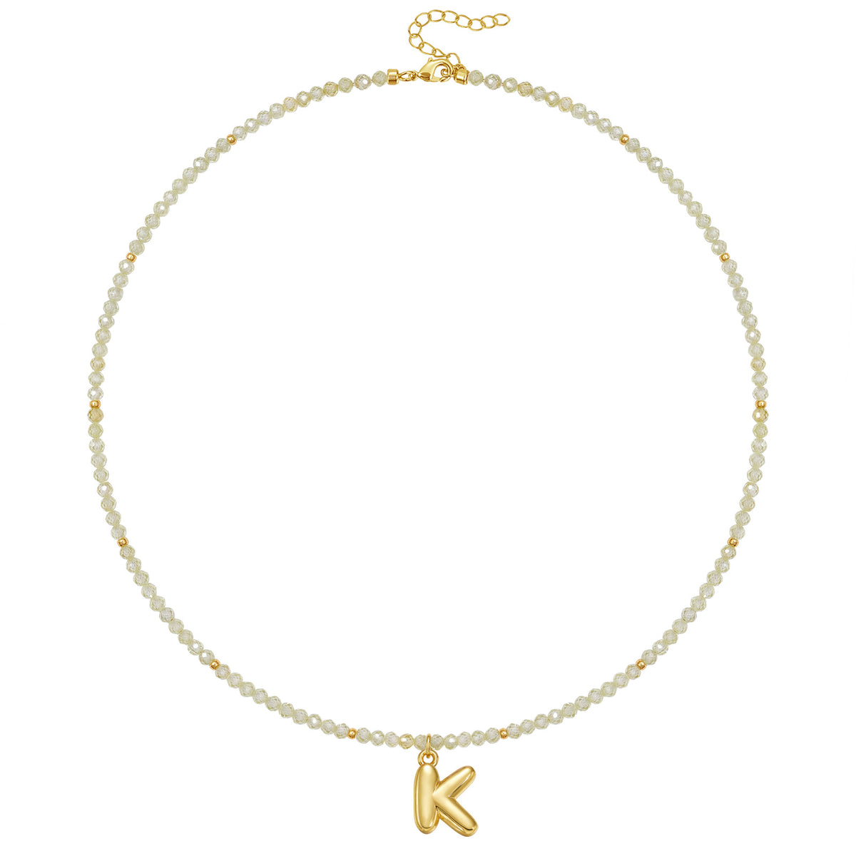 Beaded Bubble Letter Initial Pendant Necklace