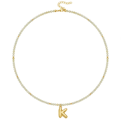 Beaded Bubble Letter Initial Pendant Necklace