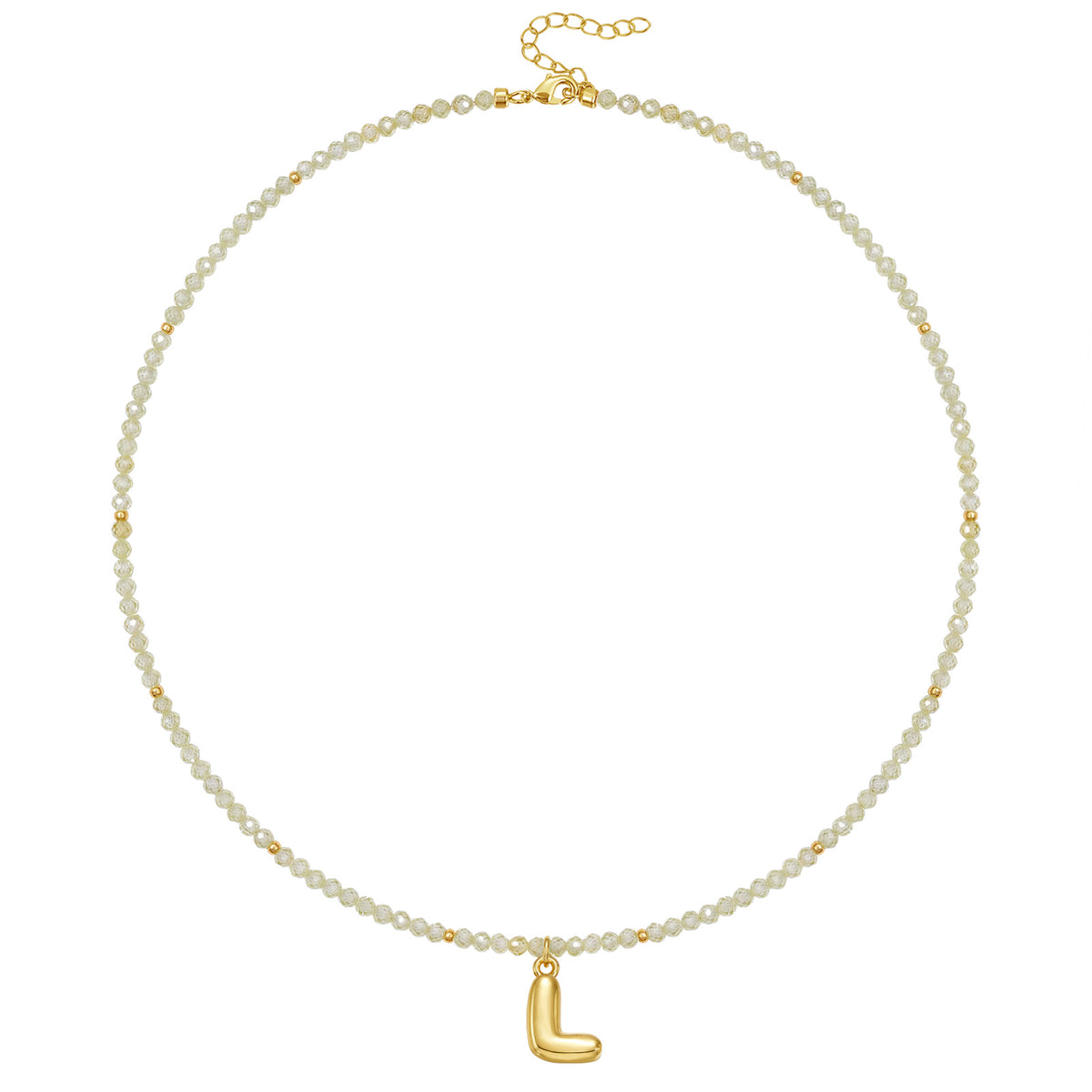 Beaded Bubble Letter Initial Pendant Necklace
