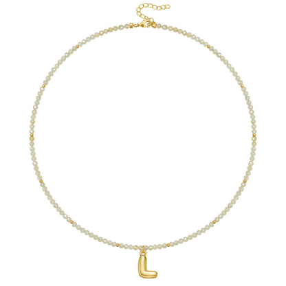 Beaded Bubble Letter Initial Pendant Necklace