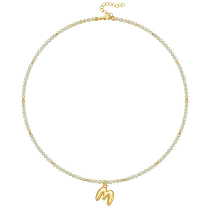 Beaded Bubble Letter Initial Pendant Necklace