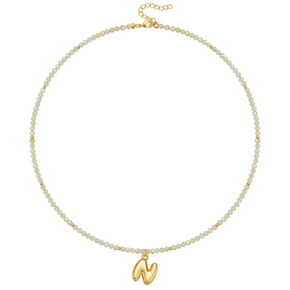 Beaded Bubble Letter Initial Pendant Necklace