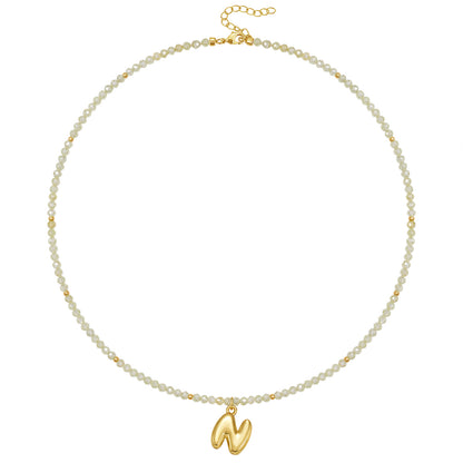 Beaded Bubble Letter Initial Pendant Necklace