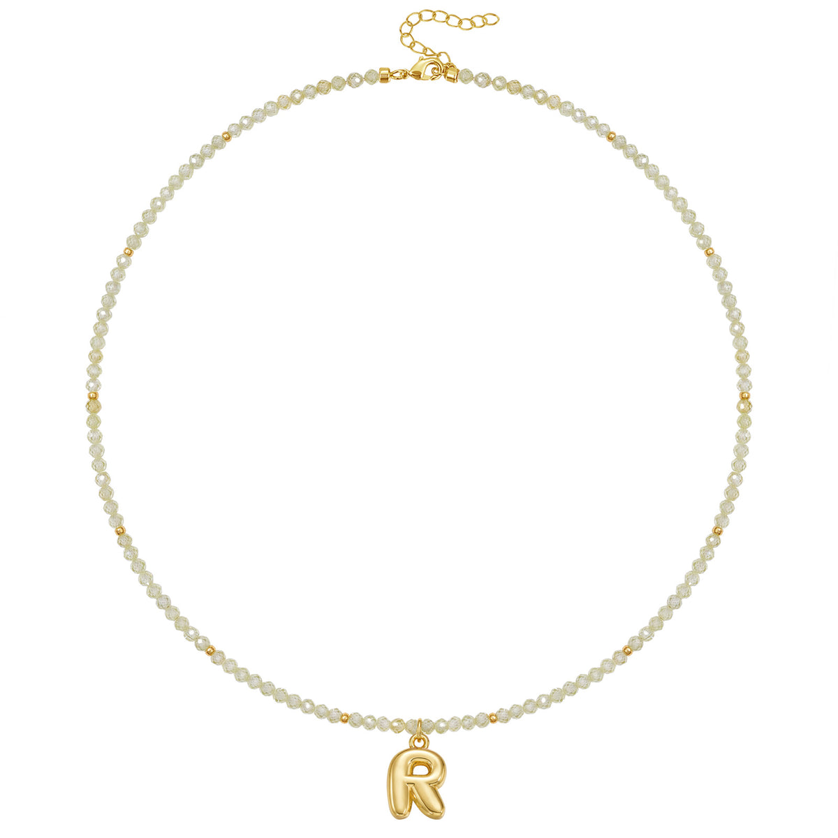Beaded Bubble Letter Initial Pendant Necklace