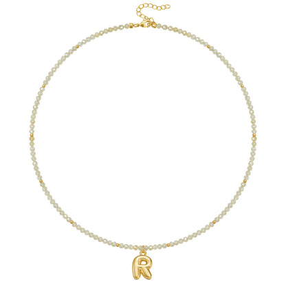 Beaded Bubble Letter Initial Pendant Necklace