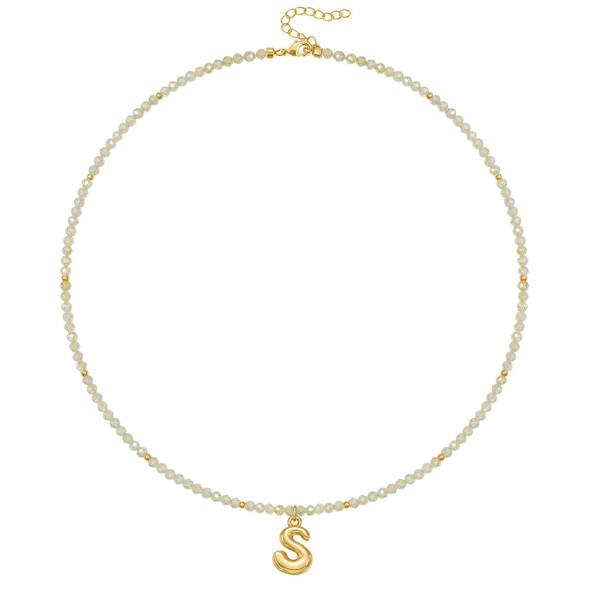 Beaded Bubble Letter Initial Pendant Necklace