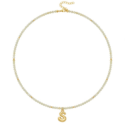 Beaded Bubble Letter Initial Pendant Necklace