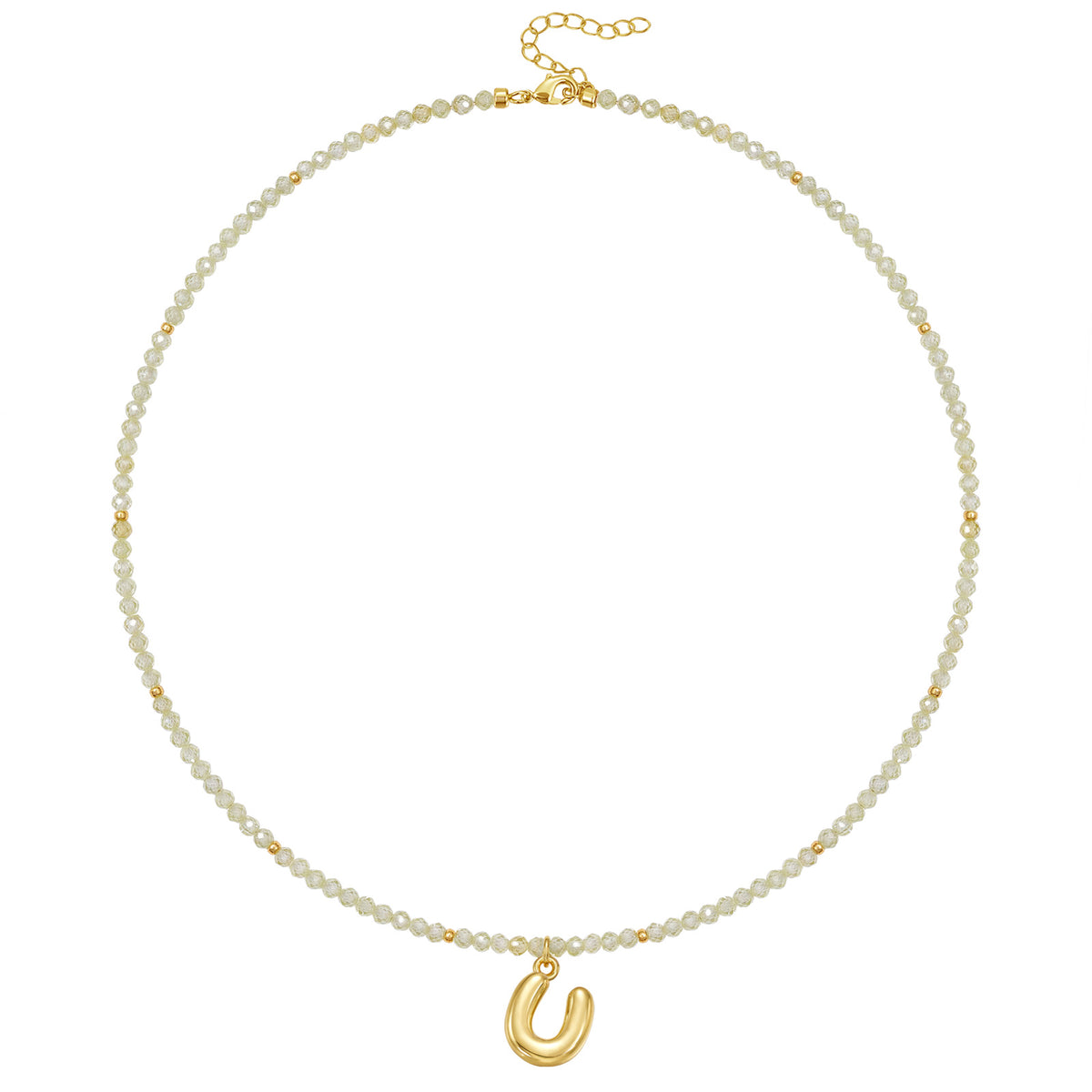 Beaded Bubble Letter Initial Pendant Necklace