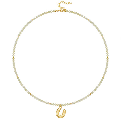 Beaded Bubble Letter Initial Pendant Necklace