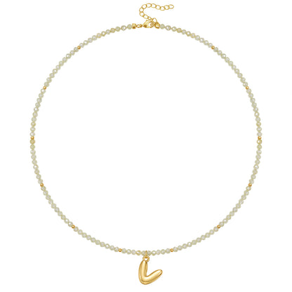 Beaded Bubble Letter Initial Pendant Necklace