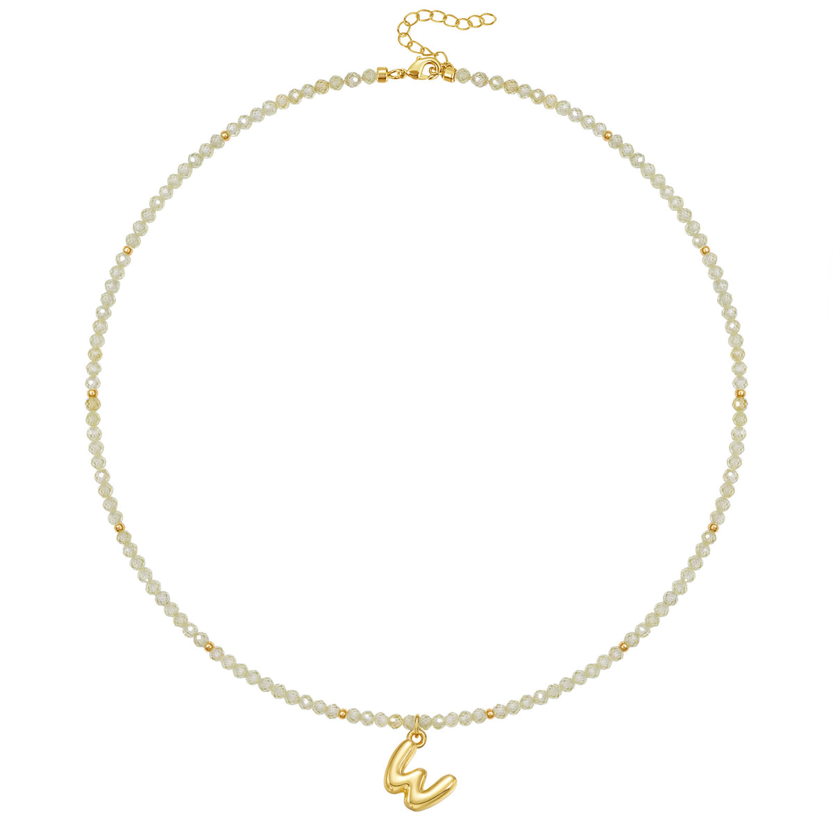 Beaded Bubble Letter Initial Pendant Necklace