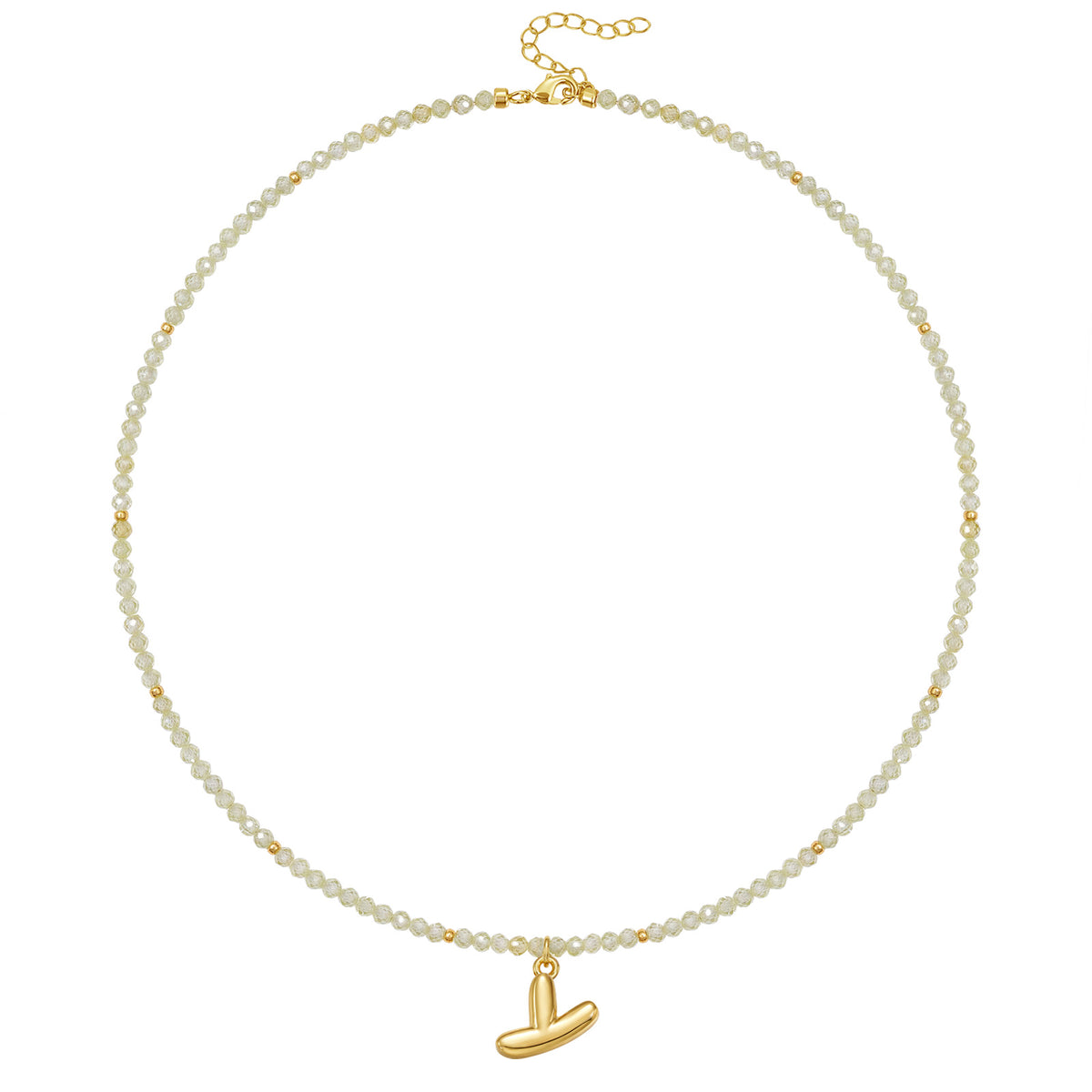 Beaded Bubble Letter Initial Pendant Necklace