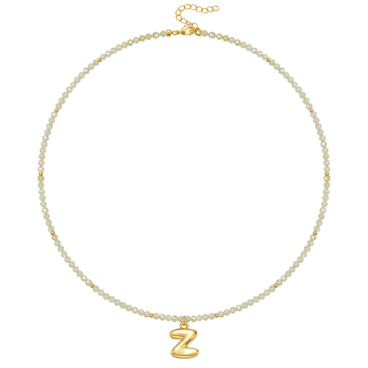 Beaded Bubble Letter Initial Pendant Necklace
