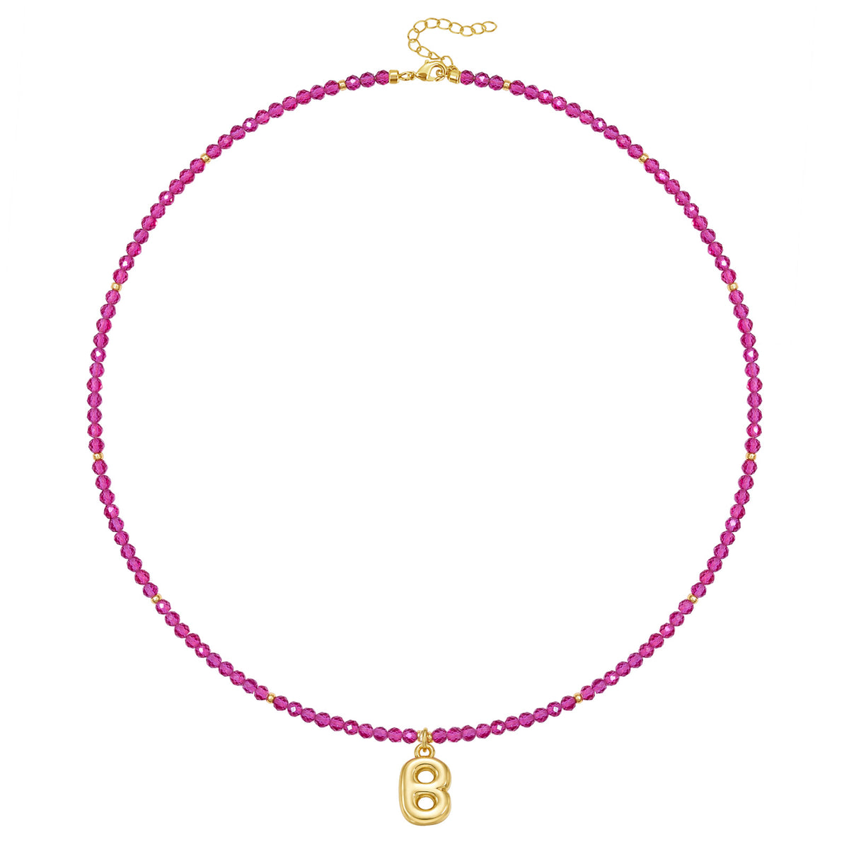 Beaded Bubble Letter Initial Pendant Necklace