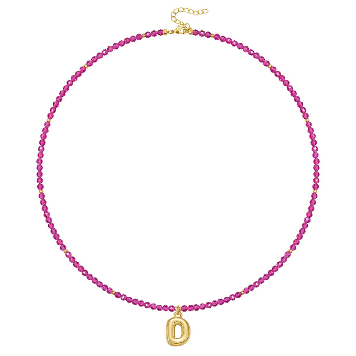 Beaded Bubble Letter Initial Pendant Necklace