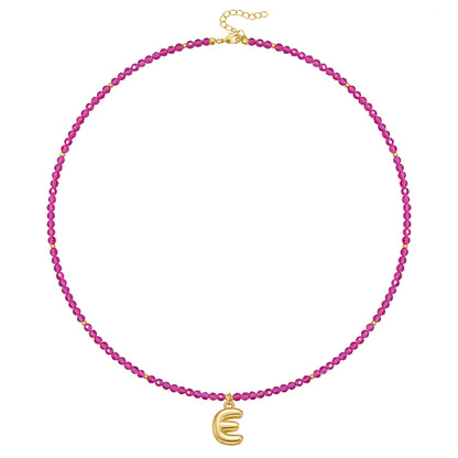 Beaded Bubble Letter Initial Pendant Necklace