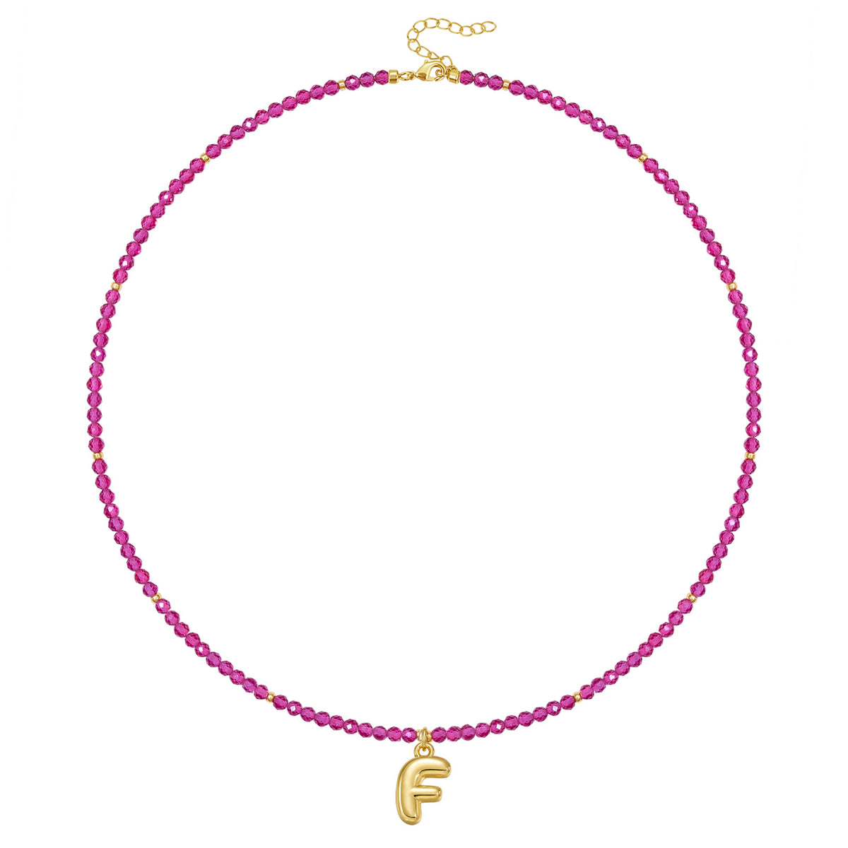 Beaded Bubble Letter Initial Pendant Necklace