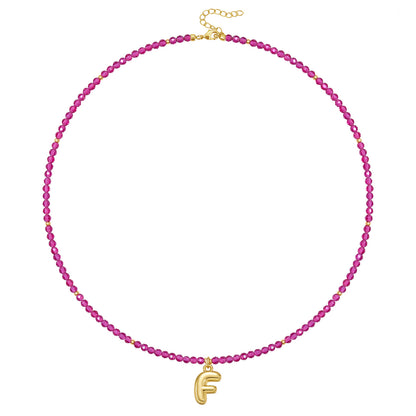 Beaded Bubble Letter Initial Pendant Necklace