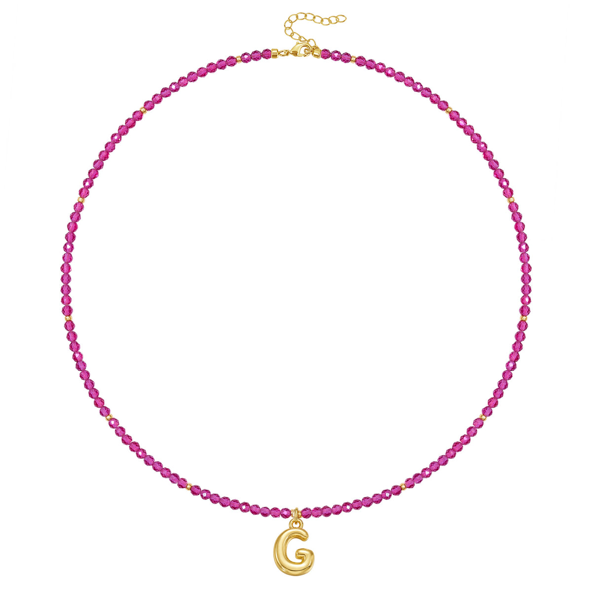 Beaded Bubble Letter Initial Pendant Necklace
