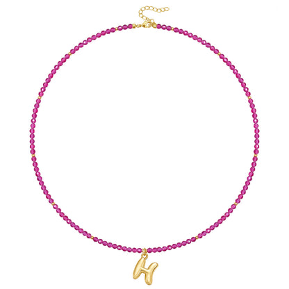 Beaded Bubble Letter Initial Pendant Necklace