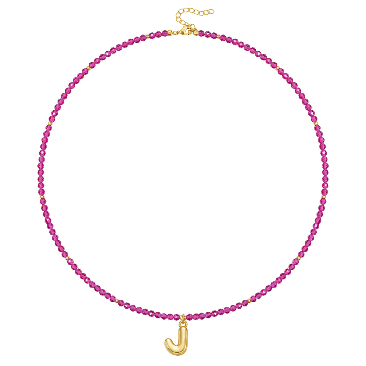 Beaded Bubble Letter Initial Pendant Necklace