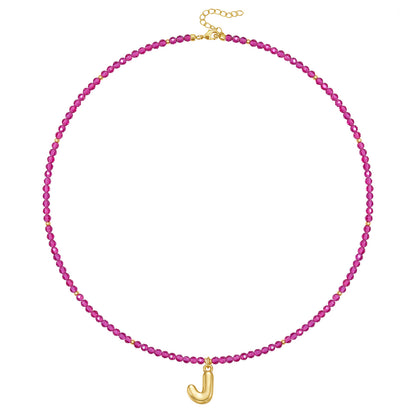 Beaded Bubble Letter Initial Pendant Necklace