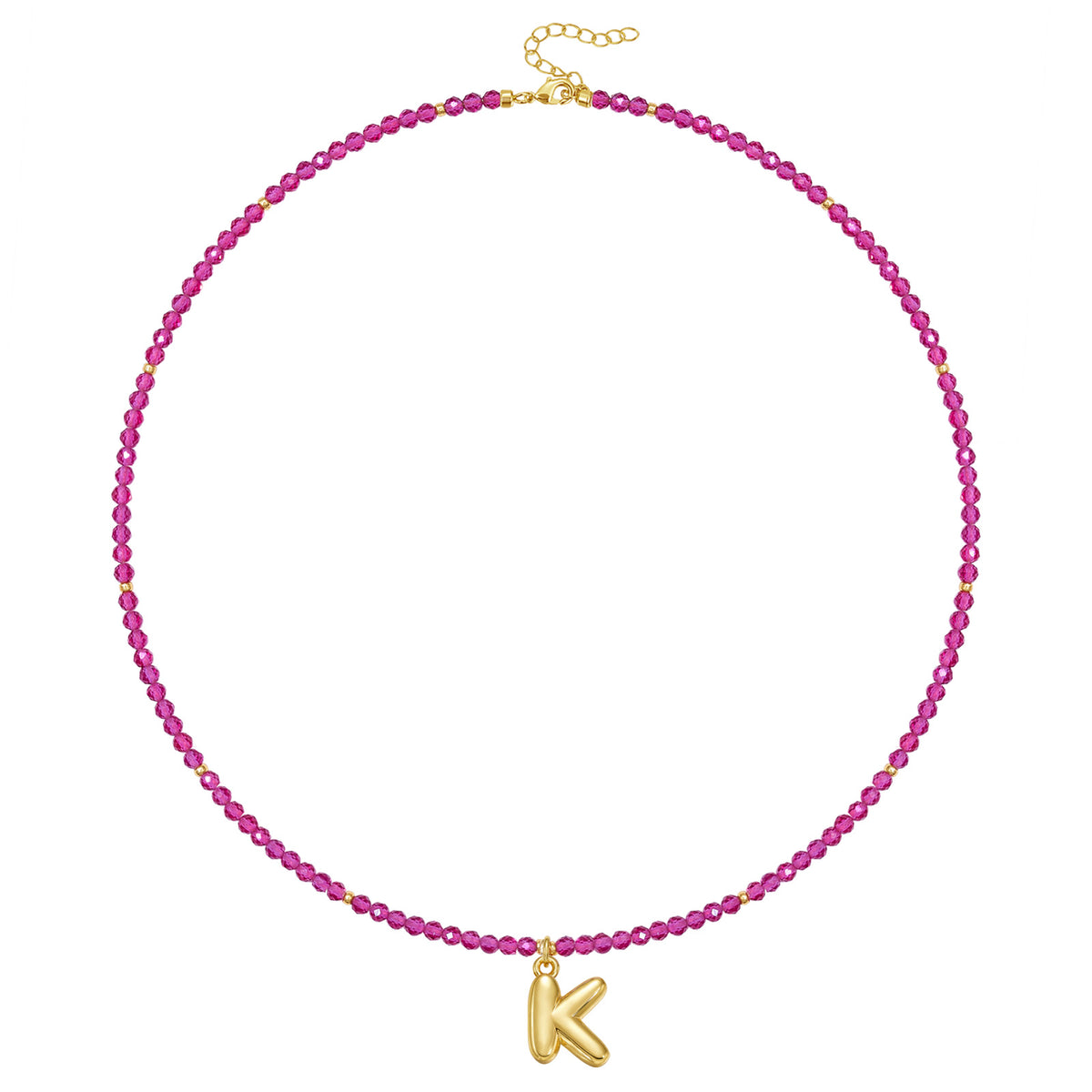Beaded Bubble Letter Initial Pendant Necklace