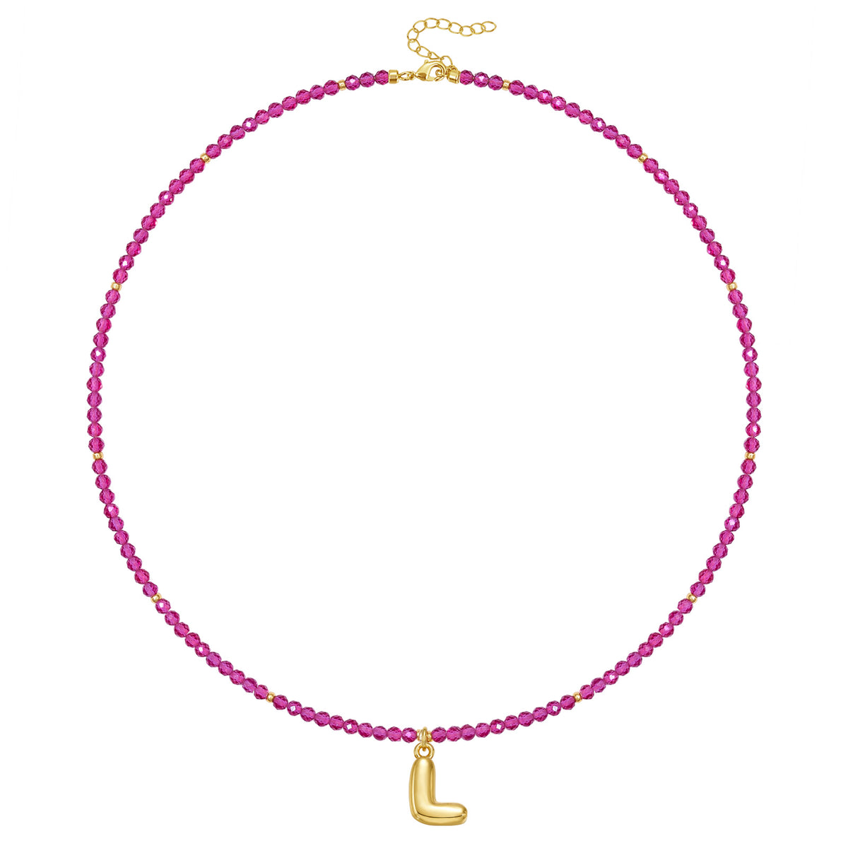 Beaded Bubble Letter Initial Pendant Necklace