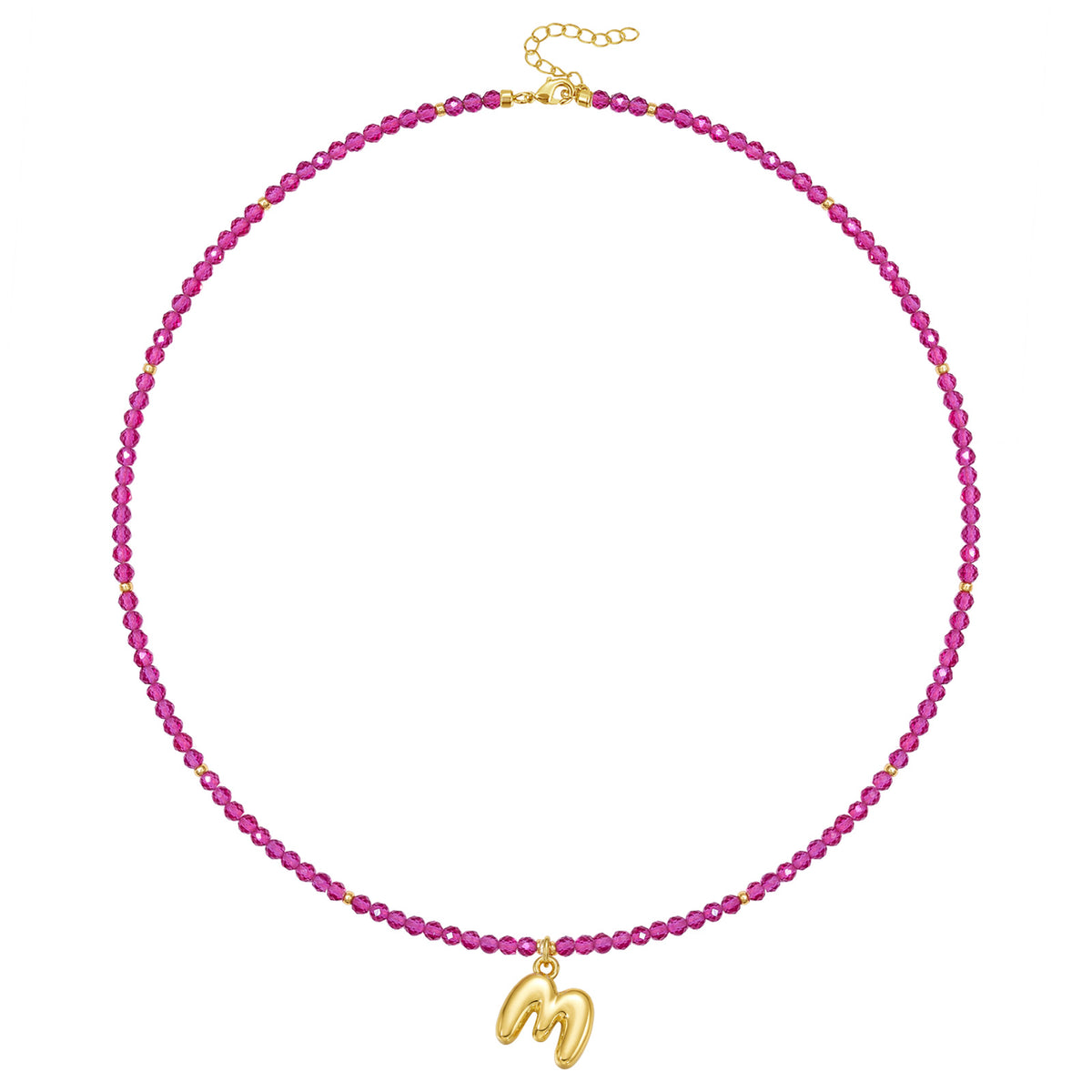 Beaded Bubble Letter Initial Pendant Necklace