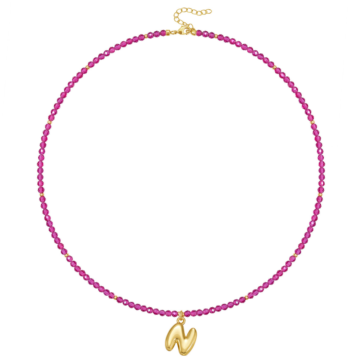 Beaded Bubble Letter Initial Pendant Necklace