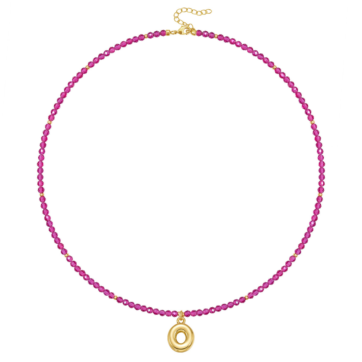 Beaded Bubble Letter Initial Pendant Necklace